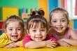 ©  S u n n y B u n n y - Joyful children smiling in a colorful playroom capturing happiness and friendship.
