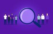 © Sawitree88 - People Icon and Magnifier Our hiring backdrop, job vacancy, hiring, seeking for an employee.