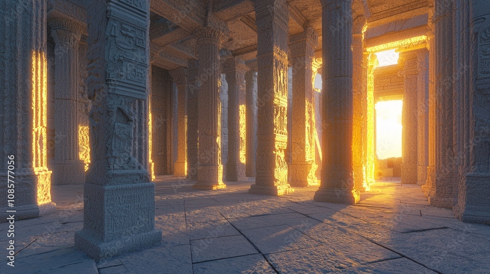 Mystical Glow on Ancient Roman Temple Ruins at Dusk - 3D Render of ...