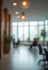 Aufkleber - Beautiful blurred background of a light modern office interior with and beautiful lighting