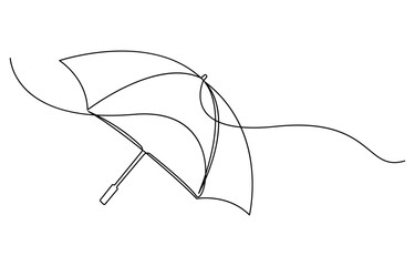 Umbrella depicted in continuous line drawing. Minimalist illustration for beauty and fashion, Drawing of a umbrella, Umbrella continuous one line art style. Simple vector illustration