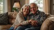 © PremiumStockPhotos - Happy elderly couple relaxing in living room