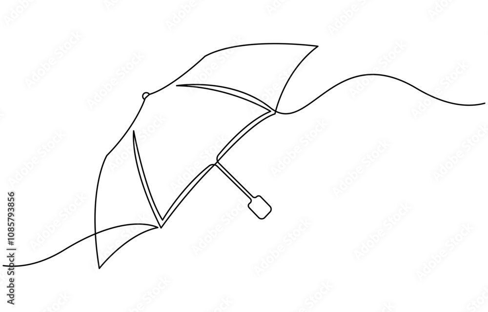Umbrella depicted in continuous line drawing. Minimalist illustration ...