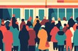 © Sergej Gerasimov - Crowd of commuters in a metro station  semi flat vector illustration capturing urban life