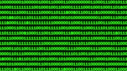 Digital number background, binary code. Abstract binary code background with Looping animation green binary code datade cryption and encoding concepts Seamless loopable background