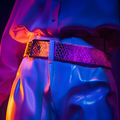 Wall Mural - a belt, high-quality photo, fashion, blue, purple, orange and pink cinematic lighting