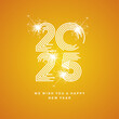 © simbos - Happy New Year 2025 modern new trendy white pop line design typography abstract numbers white sparke firework logo icon orange yellow background vector.ai