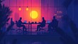 © Batu - Businessmen Working Late in Modern Office Sunset View