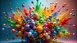 © Sayfar - Colorful abstract paint explosion reflecting off spheres