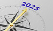 © Zerbor - Compass needle pointing to the text 2025 - 3d render