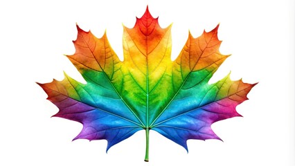 colorful rainbow maple leaf created using symmetrical design