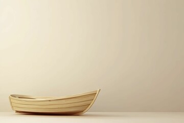 Sticker - Delightful rowboat, serene beige backdrop, captivating 3D design.