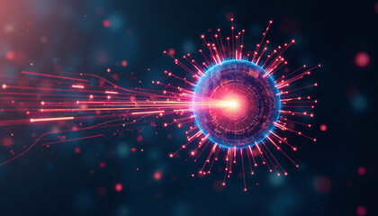 Abstract Digital Sphere, Futuristic Technology Art