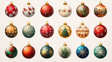 Poster - A collection of Christmas ornaments on a white surface