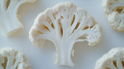 Wall Mural - Cauliflower Florets on a White Background