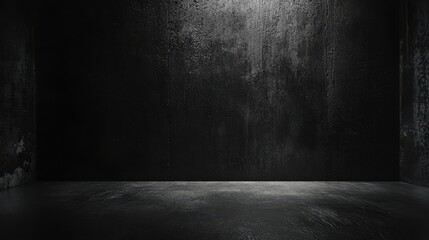 Wall Mural - Scary dark walls with slightly light black concrete cement texture for background