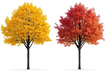 Wall Mural - A group of three trees with vibrant fall foliage