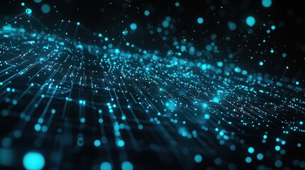 Wall Mural - digital cyberspace with particles and digital data network connections concept