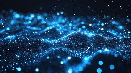 Wall Mural - digital cyberspace with particles and digital data network connections concept