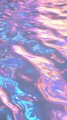 Wall Mural - Iridescent Water Surface with Reflections in Shades of Blue and Pink, Ideal for Backgrounds, Textures, and Artistic Projects
