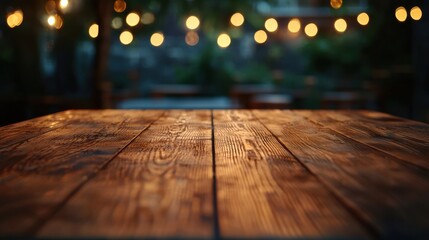 Wall Mural - Wooden table with a dark blurred background