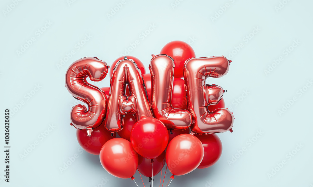 Bright red balloons with word SALE in shiny letters create  display picture 2