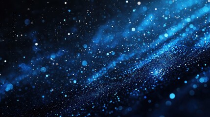 Wall Mural - abstract dark blue digital background with sparkling blue light particles and areas with deep depths