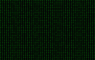 sequence of green 0s and 1s randomly arranged on black ideal as a concept of the computer binary system