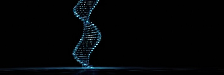 Aufkleber - A glowing blue DNA double helix is swirling elegantly in the dark, representing the complexity of genetic information and molecular biology. Generative AI