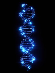 Poster - A glowing DNA helix illustrates the intricate structure of genetic material in a dark environment, highlighting its beauty and significance. Generative AI