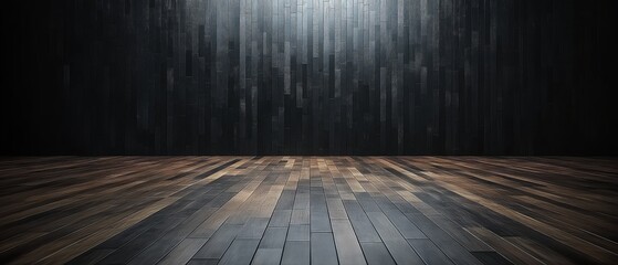 Wall Mural - dark wooded area with a large empty space. the wood is weathered and the sky is bright