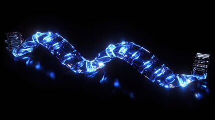 Aufkleber - A glowing representation of the DNA double helix, illuminated in blue light, highlights its intricate structure and design. Generative AI