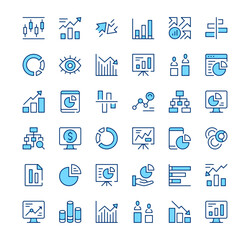 Wall Mural - Infographics icons. Outline symbols. Vector blue line icons set