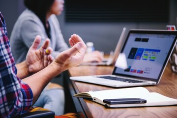 Aufkleber - Team members participating in a collaborative meeting focused on project brainstorming and strategic planning in a modern conference room in the afternoon