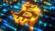 © พงษ์ศักดิ์ อ่อนพฤกษ์ - A glowing Bitcoin symbol surrounded by abstract digital elements, reflecting the rise of cryptocurrency in the global economy -