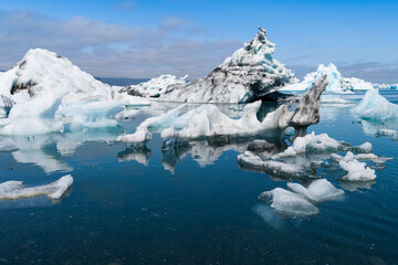 Wall Mural - Sunshine over Jokulsarlon glacier lake in Iceland