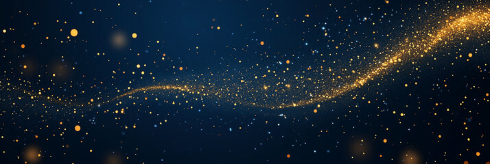 Wall Mural - abstract background with dark blue and gold particle. christmas golden light shine particles bokeh o