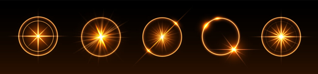 Wall Mural - sunlight flares, glowing shiny sparks, lens flare effects, bright glimmering glares. vector illustra