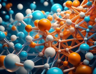 close up of colorful molecular structures depicting scientific research and biochemistry 3d renderin