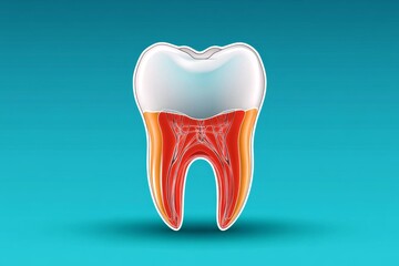 Leinwandbilder - Simple line art of dental X-ray showing a single tooth and its root structure