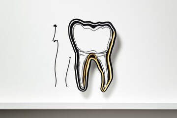 Leinwandbilder - Simple line art of dental X-ray showing a single tooth and its root structure