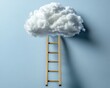 © Влад Герченов - White cloud above minimalist step ladder on blue backdrop.  image