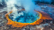 © ARM - Spectacular volcanic caldera featuring steaming geysers, colorful mineral deposits, and vibrant geothermal activity