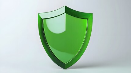 Wall Mural - a 3d protection concept with a shield on a white background. green shield icon