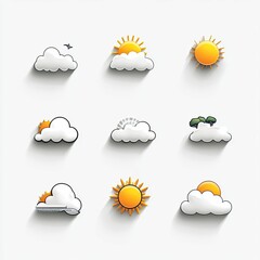 sun and cloud weather icons.