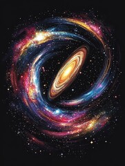 Wall Mural - captivating cosmic art: spiral galaxy with vibrant colors surrounding a bright core set against a st