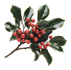 Wall Mural - PNG A decorative holly branch with vibrant red berries