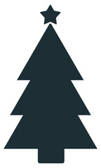 Wall Mural - Silhouette christmas tree icon isolated on white background.