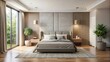 © lapeepon - Modern bedroom interior with minimalist design and neutral color palette, modern, bedroom, interior, minimalist, design