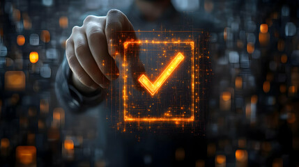 Illustration - Businessman Checking Digital Checkbox, Technology Concept